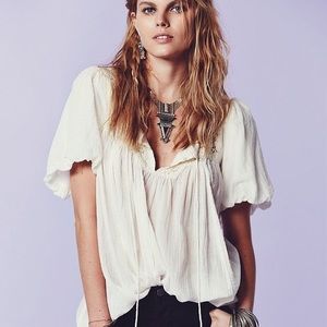 Free People Arosa Dress Boho Shirt Dress Ivory XS